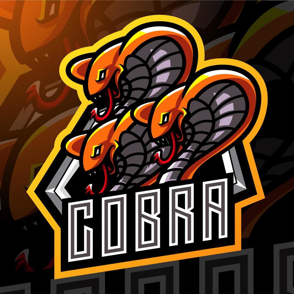 king cobra head esport maskot logo design vektor