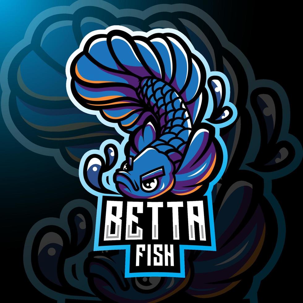 betta fish esport maskot logotyp vektor