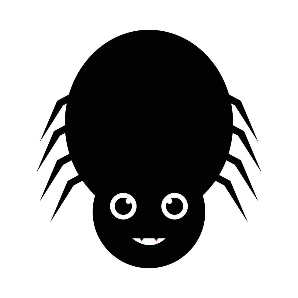 halloween schwarzer spinnenvektor mit einem gruseligen gesicht. Halloween-Illustrationsdesign mit dem schwarzen Spinnenvektor. Gruseliges Spinnendesign mit süßem Gesicht. vektor