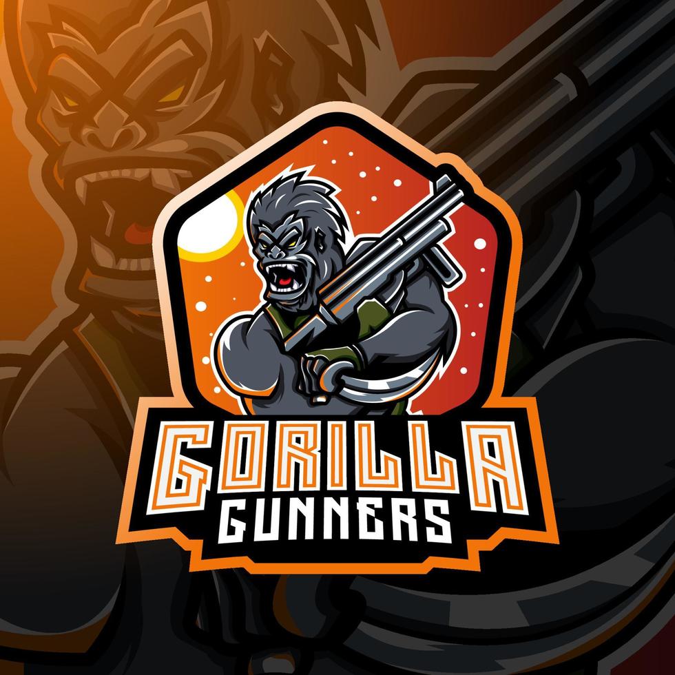 Gorilla Gunners Esport-Maskottchen vektor