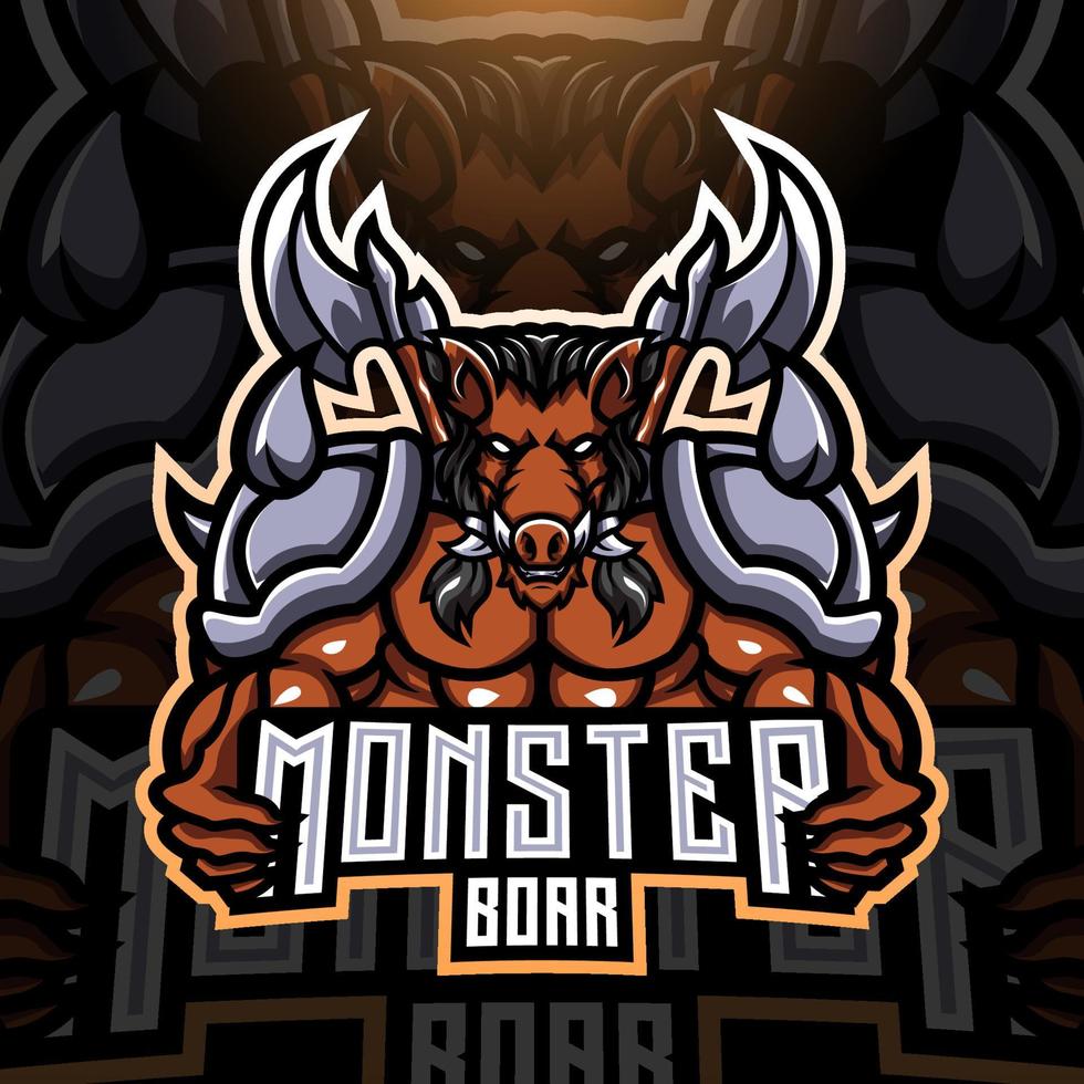 Monster-Eber-Esport-Maskottchen-Logo-Design vektor