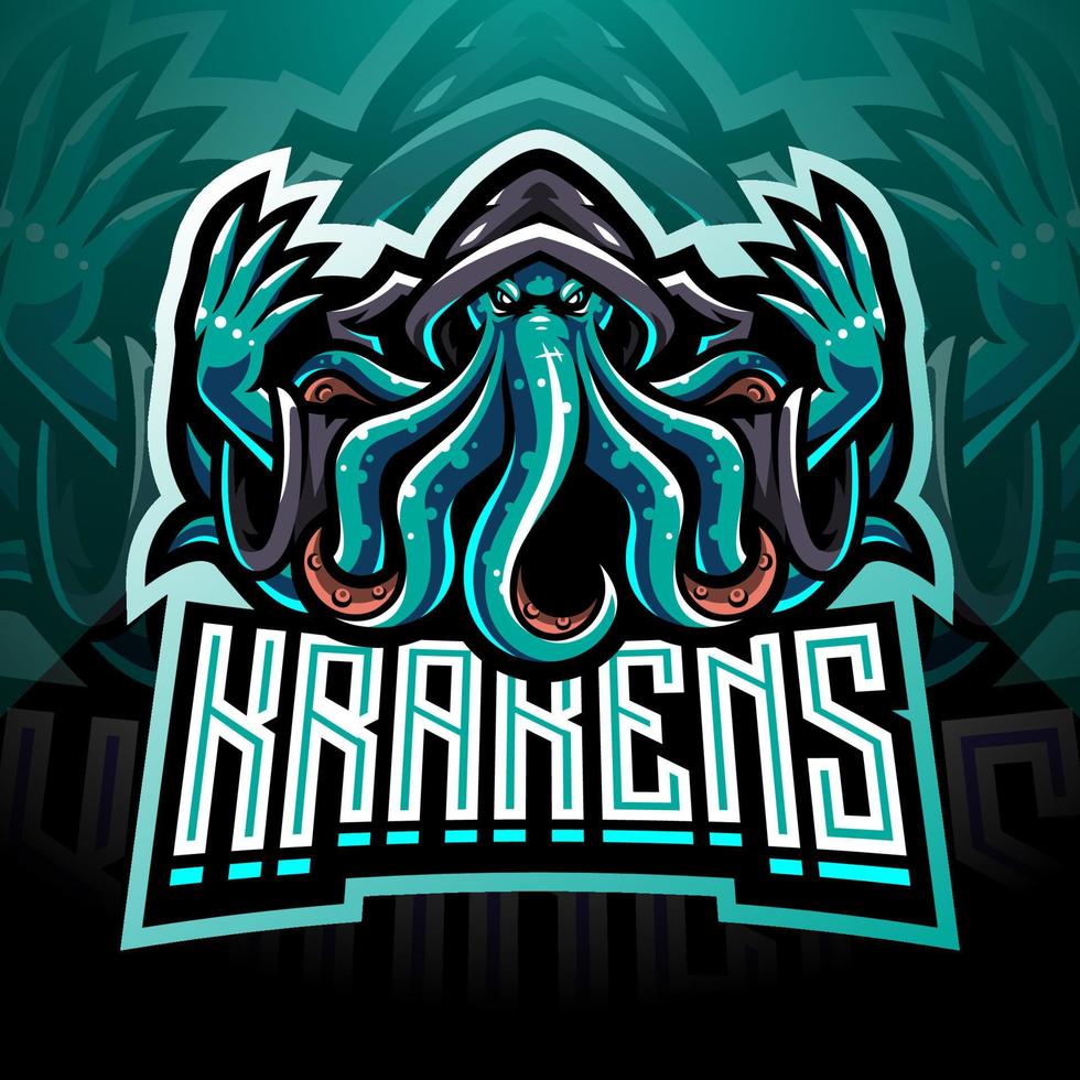 kraken bläckfisk esport maskot logotypdesign vektor