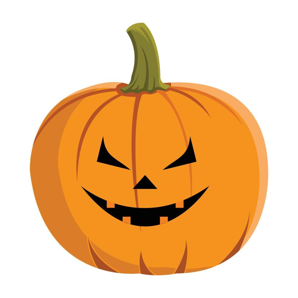 halloween pumpa vektor design med djävulens ansikte med orange och grön färg. halloween design med pumpa. pumpa lykta design med leende ansikte på en vit bakgrund för halloween.