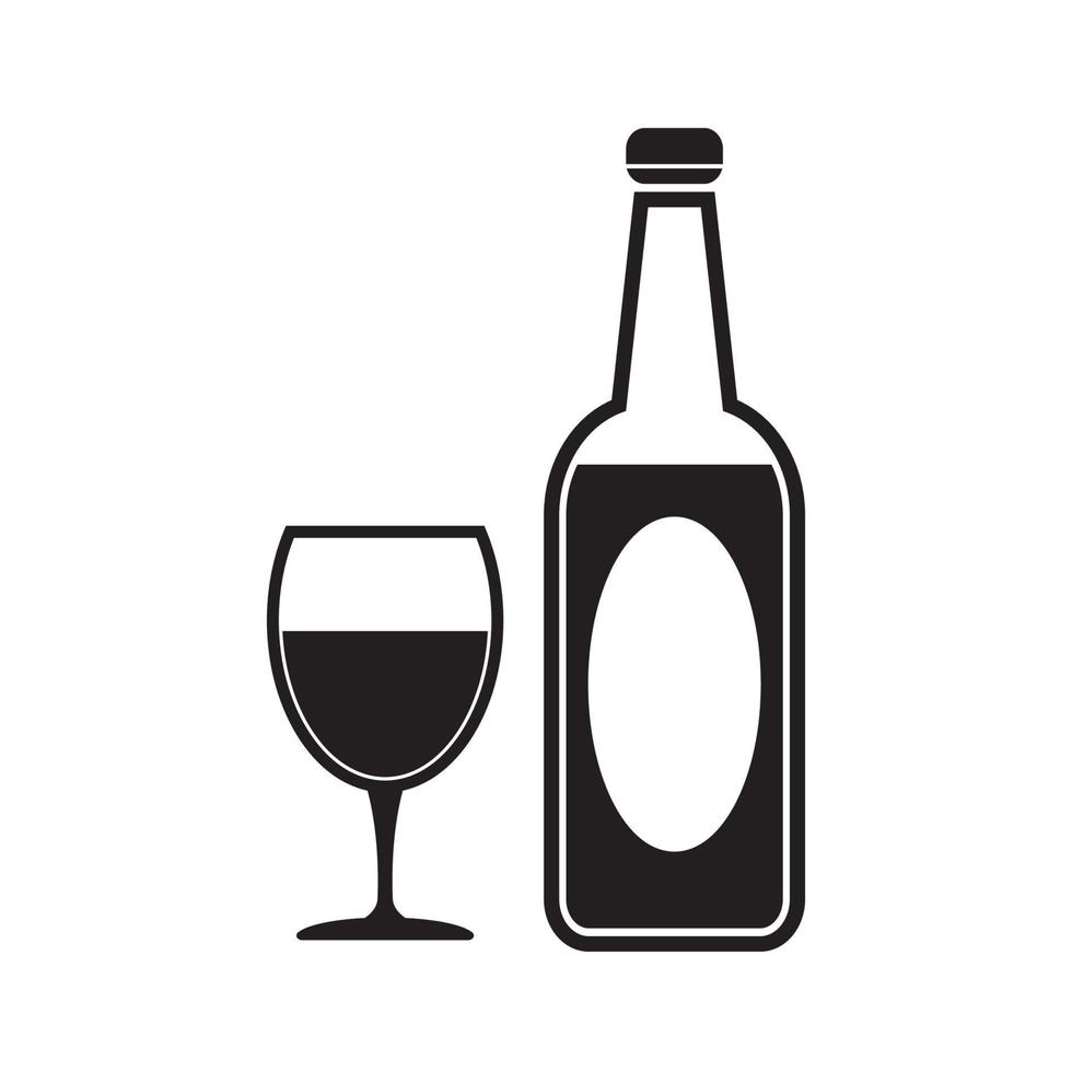 vektor illustration av flaska och glas ikon, platt design