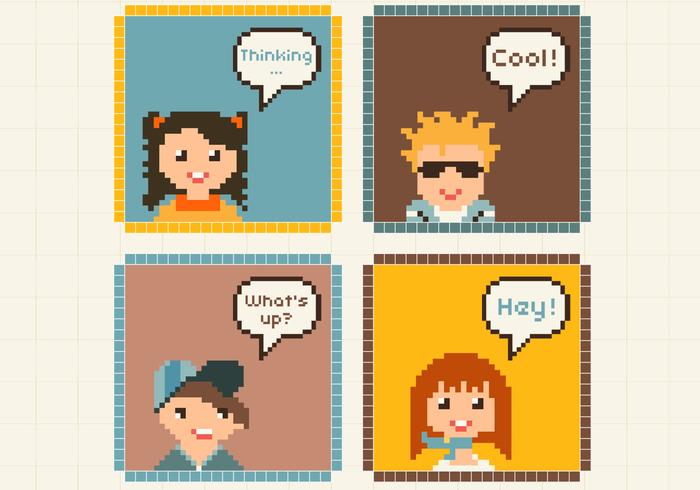 Pixel kids avatars vektorer