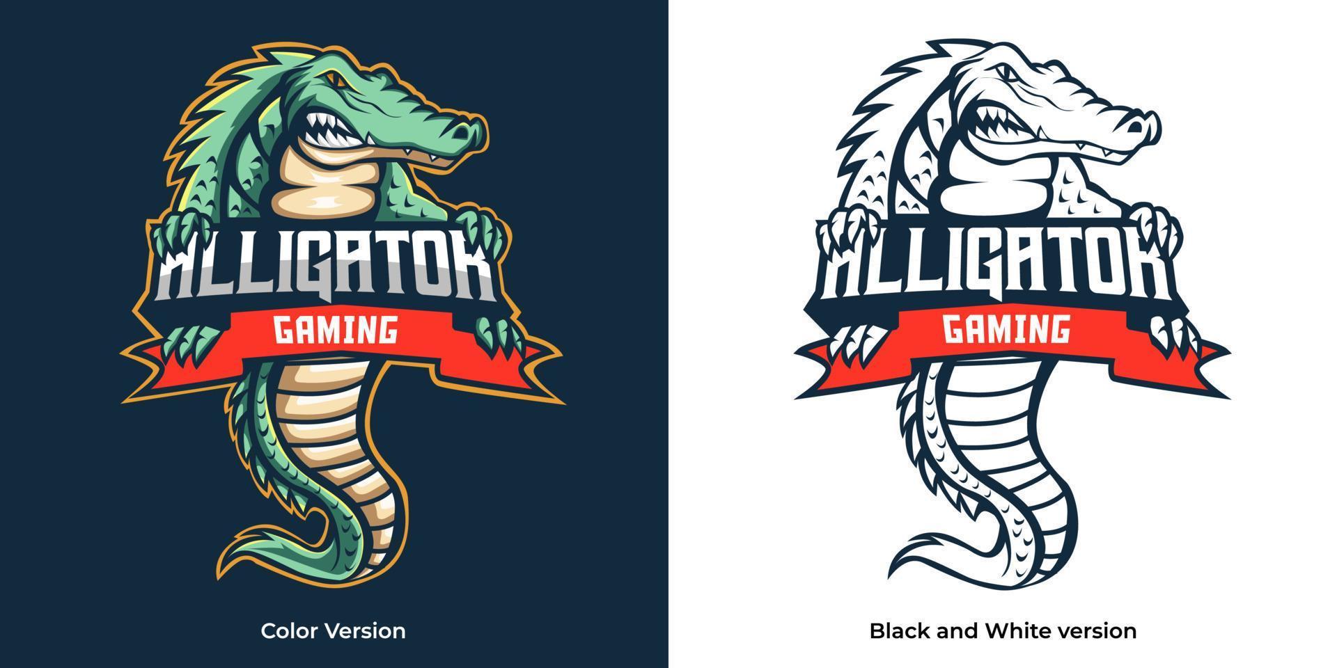 alligator esport logotyp maskot design vektor