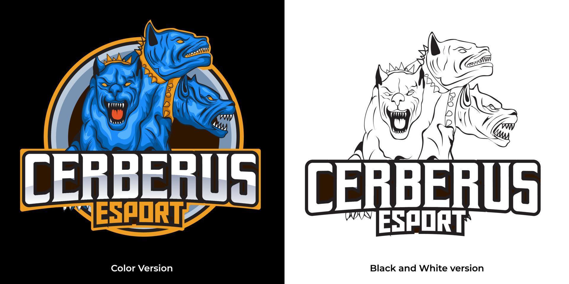 cerberus esport logotyp maskot design vektor