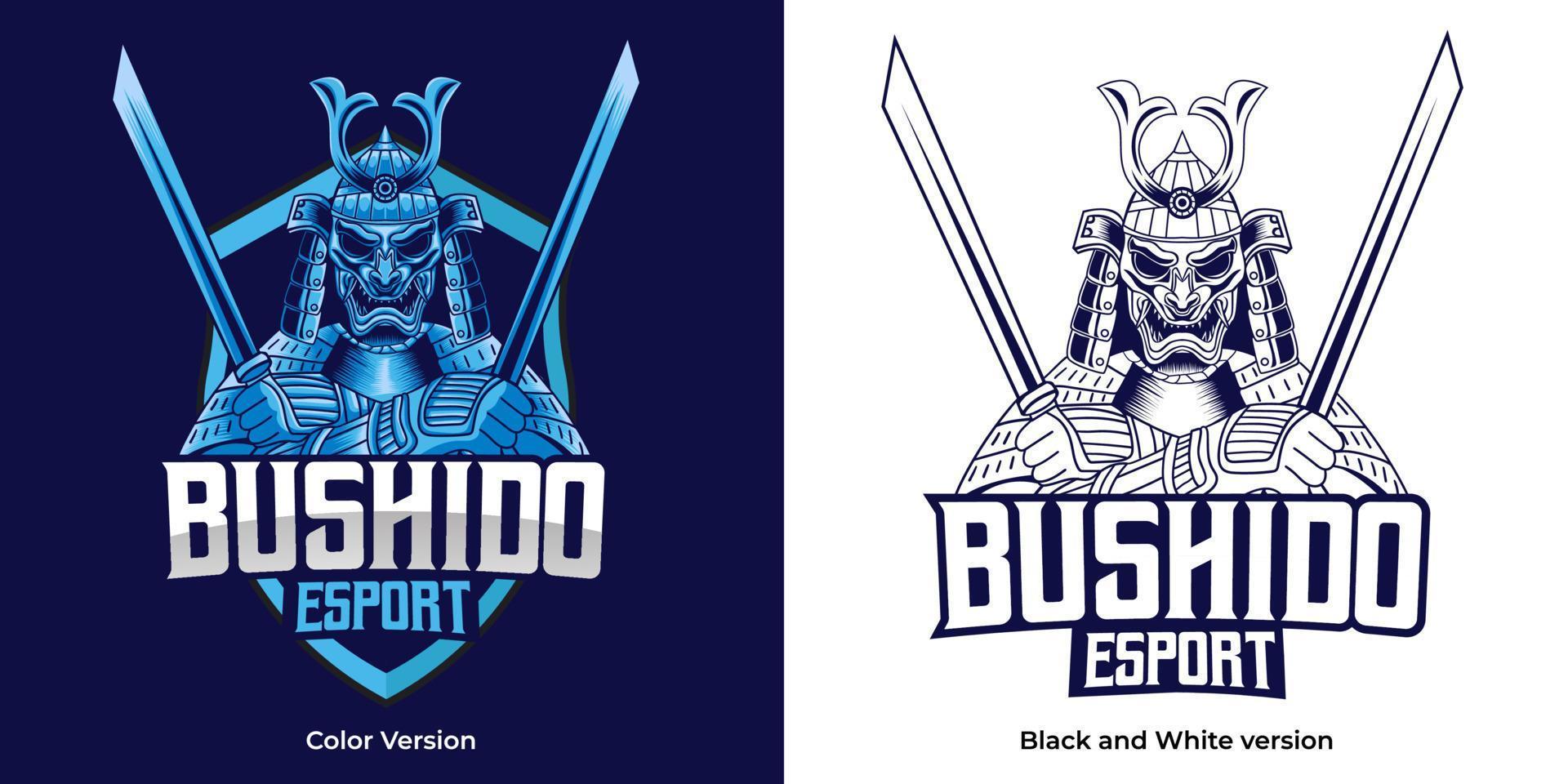 bushido esport logotyp maskot design vektor