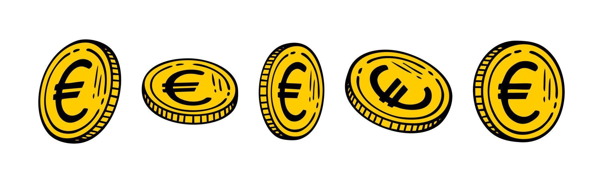 europeisk valuta. euro på en vit bakgrund. vektor illustration av en doodle.