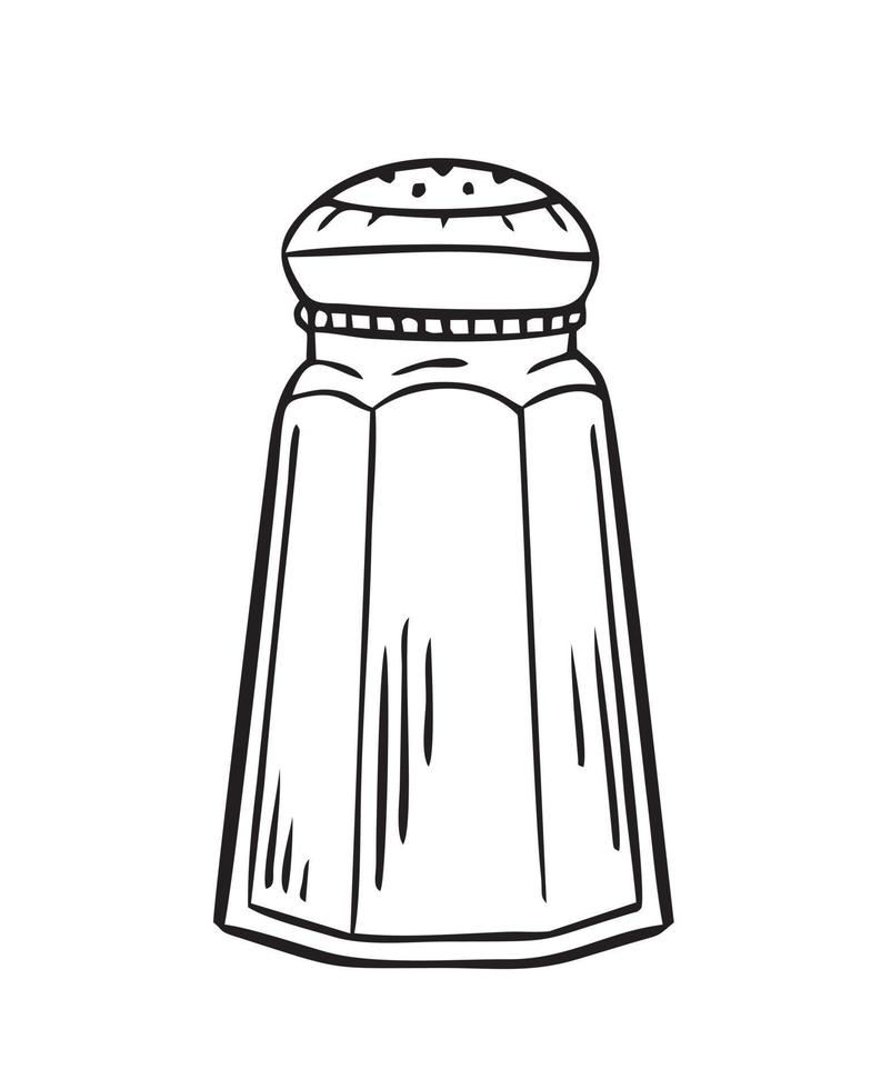 salt och peppar shaker handritad. köksredskap doodle. vektor illustration