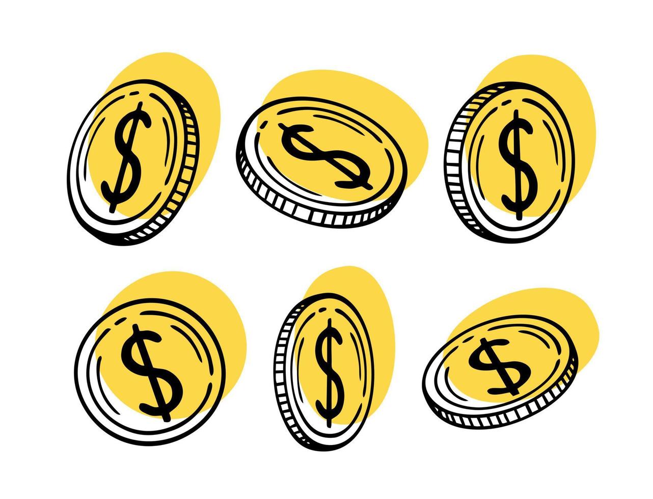 den amerikanska dollarn. amerikansk valuta på en vit bakgrund. vektor illustration av en doodle.