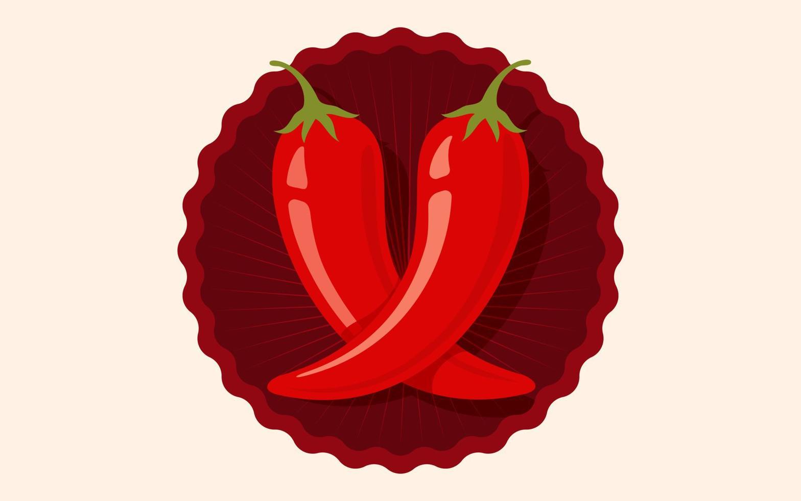 Vektor-Chili-Pfeffer. Vektor-Emblem Jalapeno oder Chilischoten. Chilischote für thailändisches oder mexikanisches Essen vektor