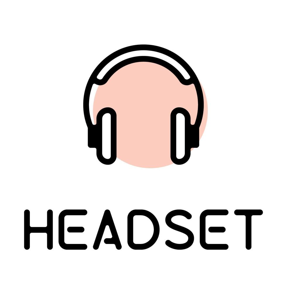 Headset-Produktpiktogramm mit Textetikett vektor