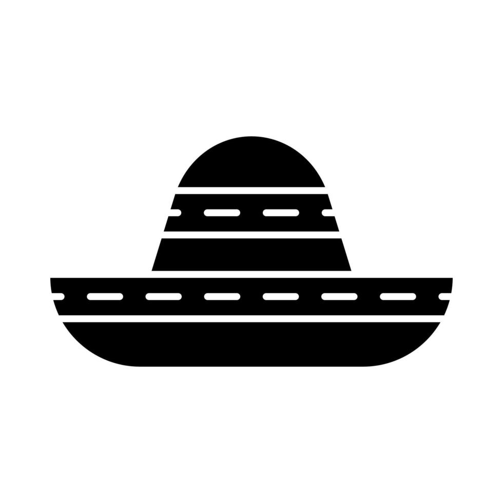 sombrero glyfikon. traditionell mexikansk hatt. huvudbonad med bred brätte. siluett symbol. negativt utrymme. vektor isolerade illustration