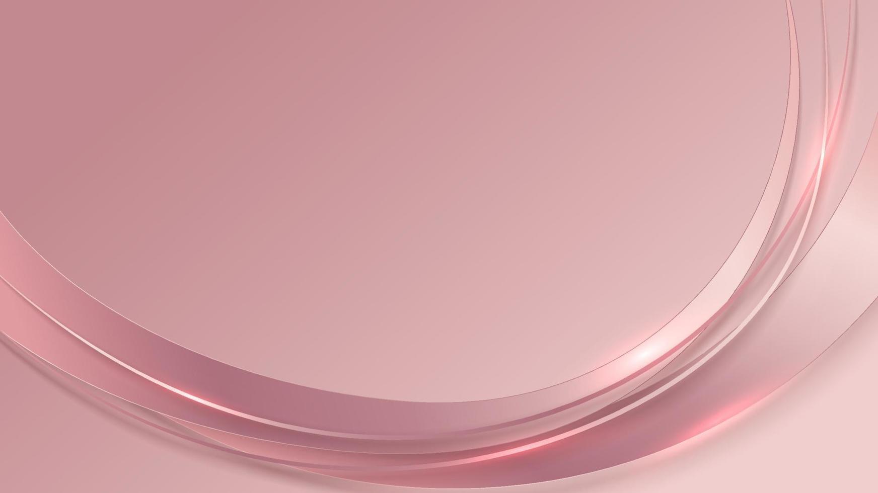 Abstrakter Luxus-Vorlagenhintergrund 3D-rosa geschwungene Linien formen überlappende Schichten mit Beleuchtung vektor