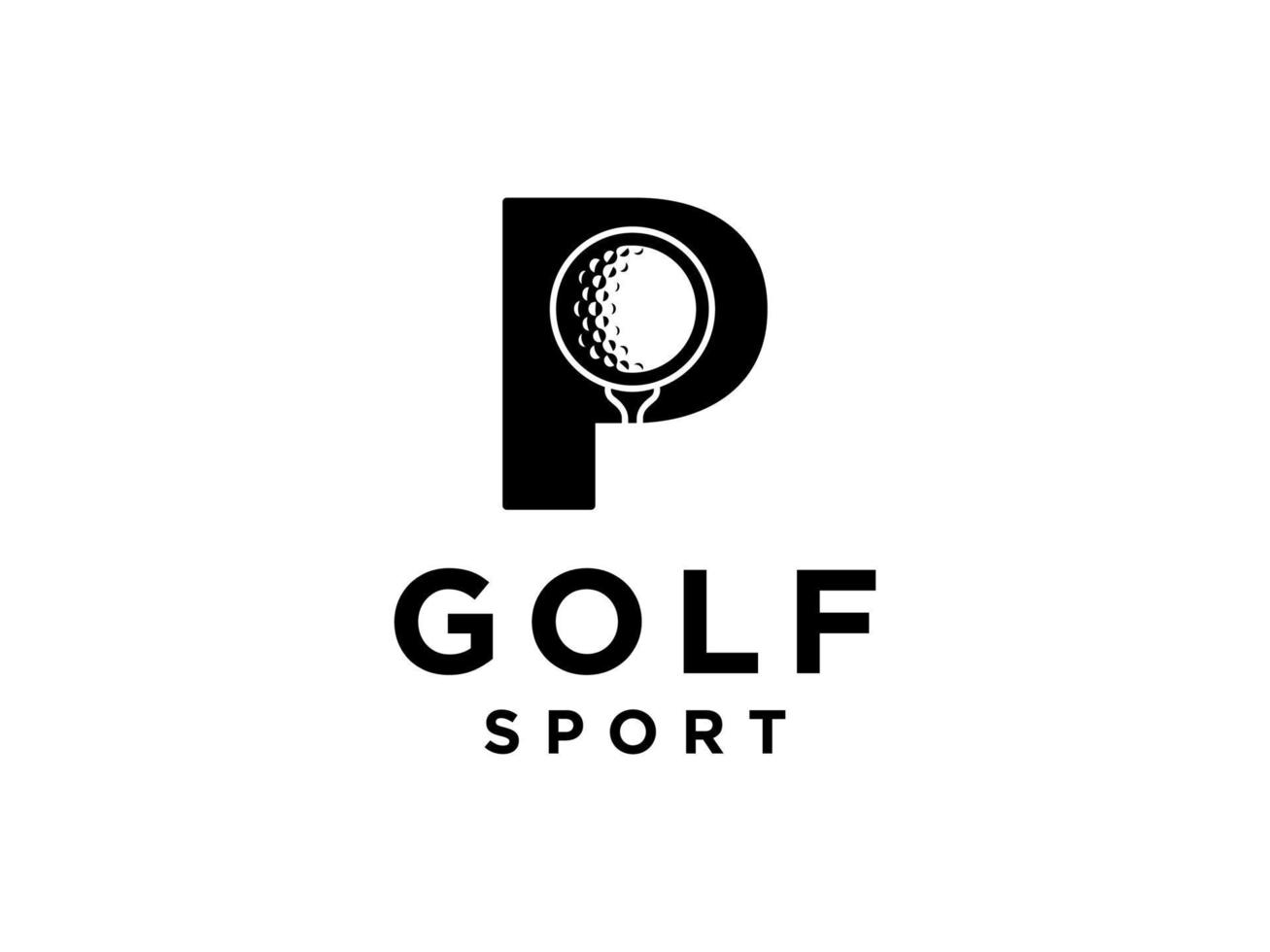 logotyp för golfsport. bokstaven p för golf logotyp design vektor mall.
