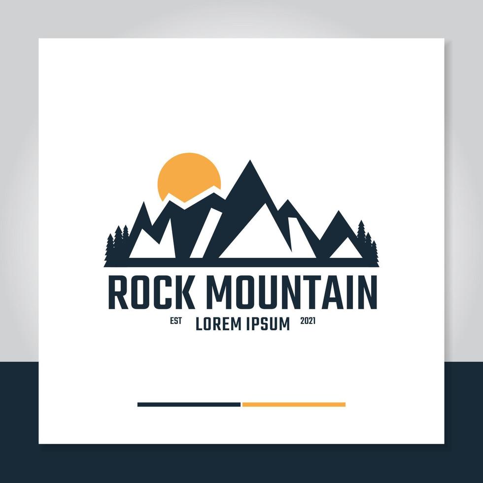Rockmount- und Sunrise-Logo-Design-Vektor vektor