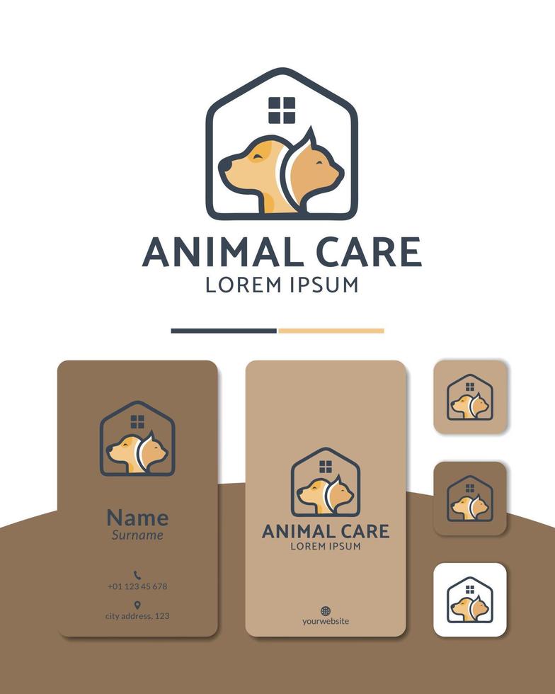 djurvård katt och hund logotyp, vektor logotypdesign