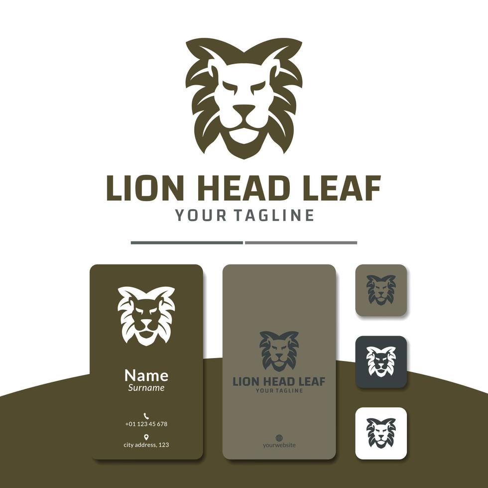 lejonhuvud blad logotyp design vektor, hår, natur. vektor