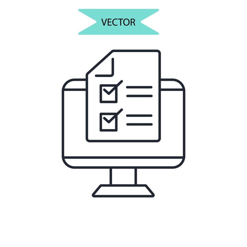 Symbole für Online-Tests symbolisieren Vektorelemente für das Infografik-Web vektor