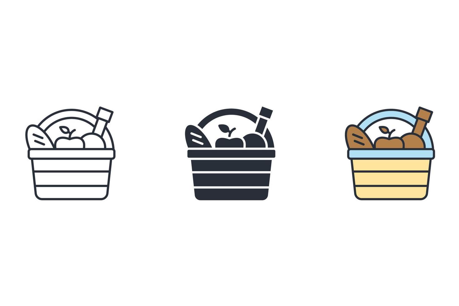picknick korg ikoner symbol vektor element för infographic webben