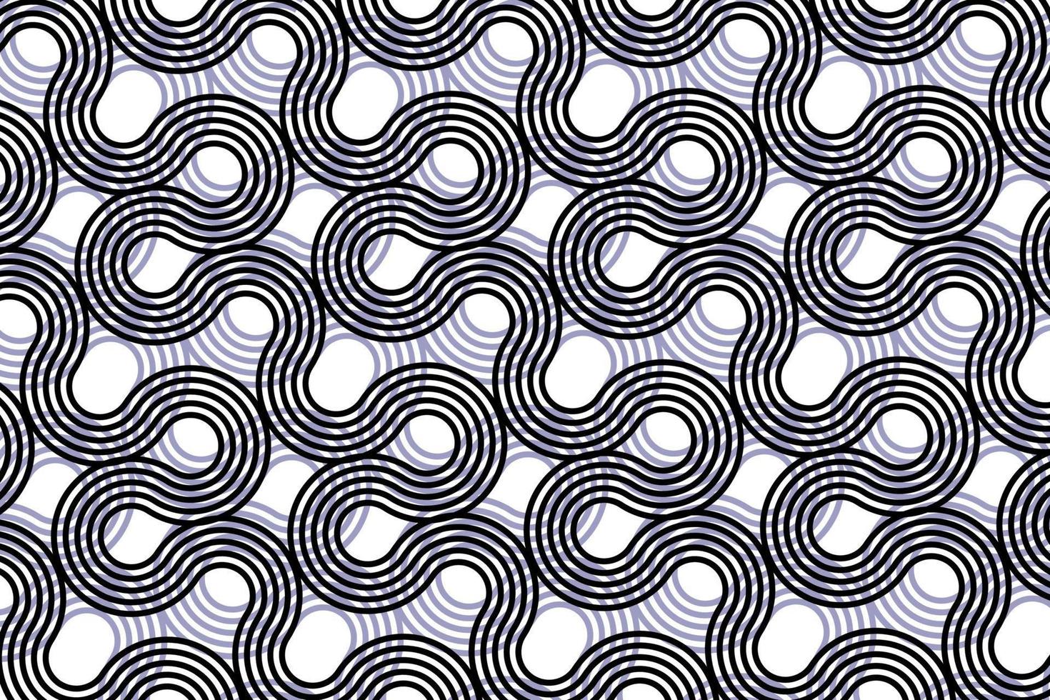 schwarz-weißes Hintergrundmuster, gekräuselte Linien, Wellen, abstrakter Vektorhintergrund. vektor