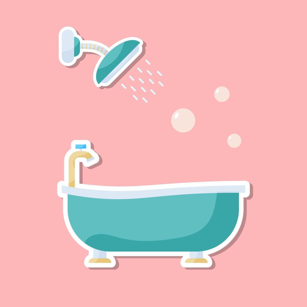 dusche und badewanne illustration aufkleber vektor