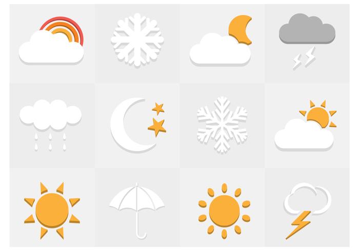 Flache Wetter Icons Vektor Set