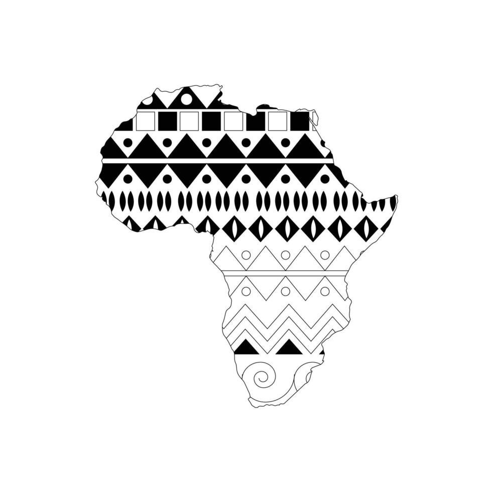 Afrika-Kontinent mit Ornamenten isoliert auf weißem Hintergrund vektor