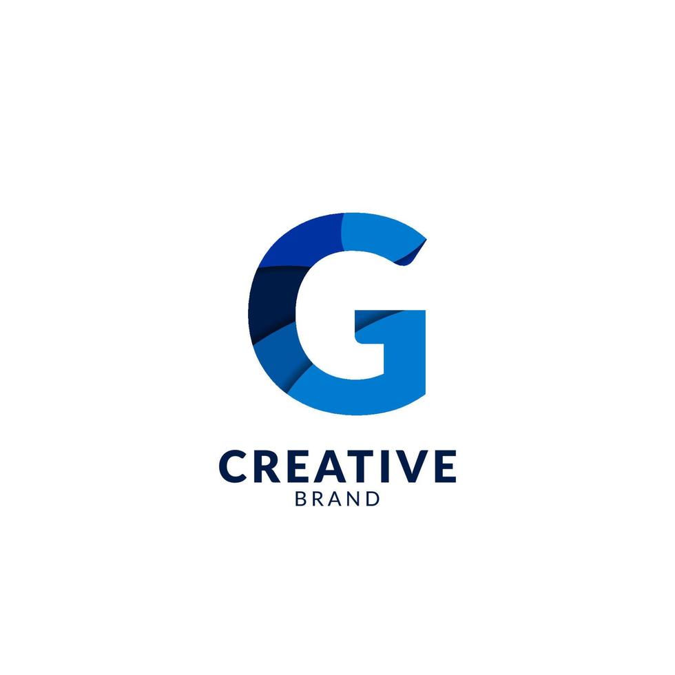buchstabe g alphabet logo im blauen papierschnittstil modernes und trendiges kreatives design vektor