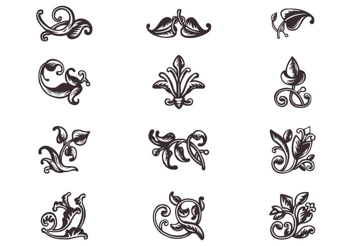 Swirly scroll ornaments vektor gesetzt