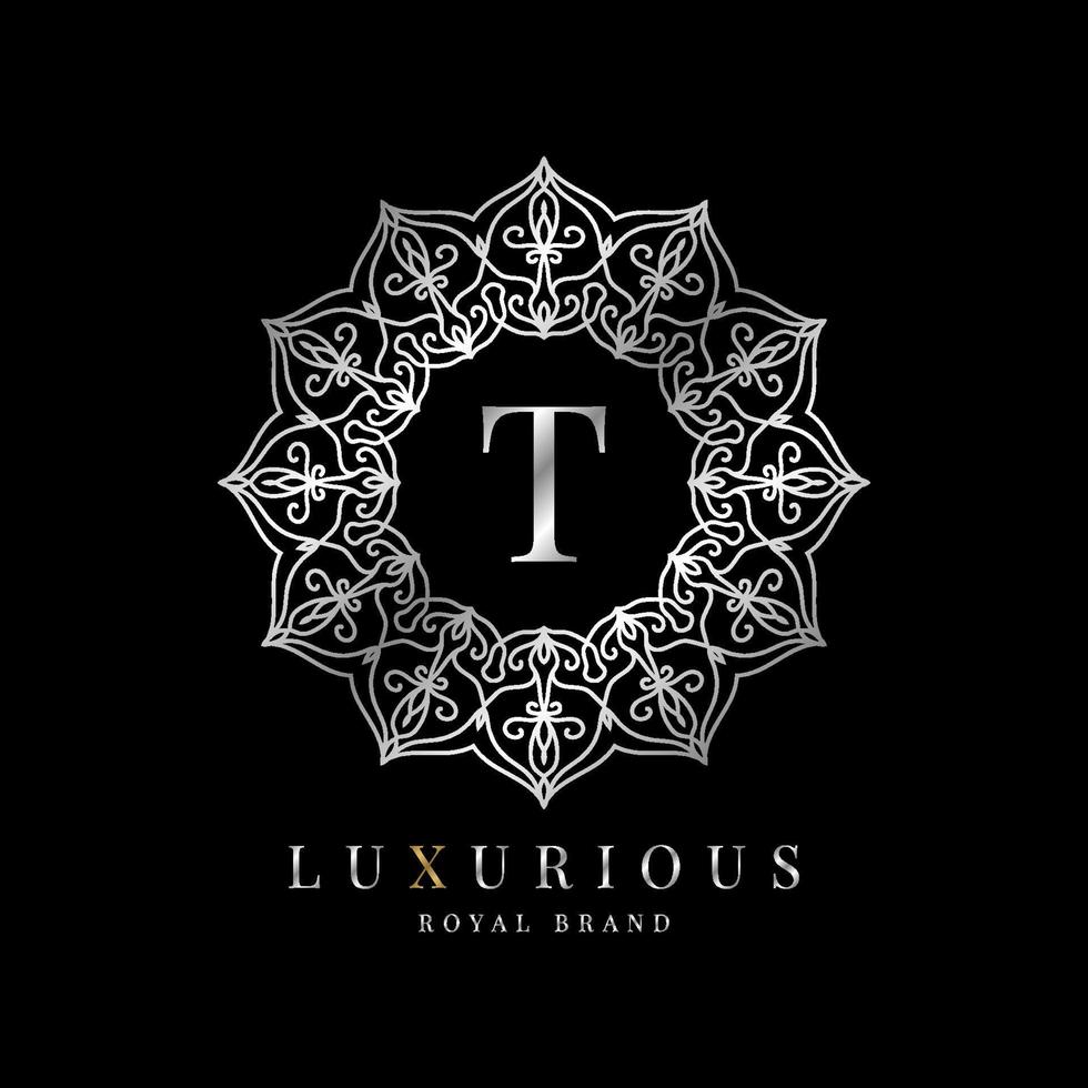Buchstabe t Luxus rundes Alphabet Logo Vorlage Vektor Mandala für Premium-Marke, persönliche Markenidentität, Boutique, Spa, Hochzeit, Kleid, Make-up-Künstler und Kosmetik