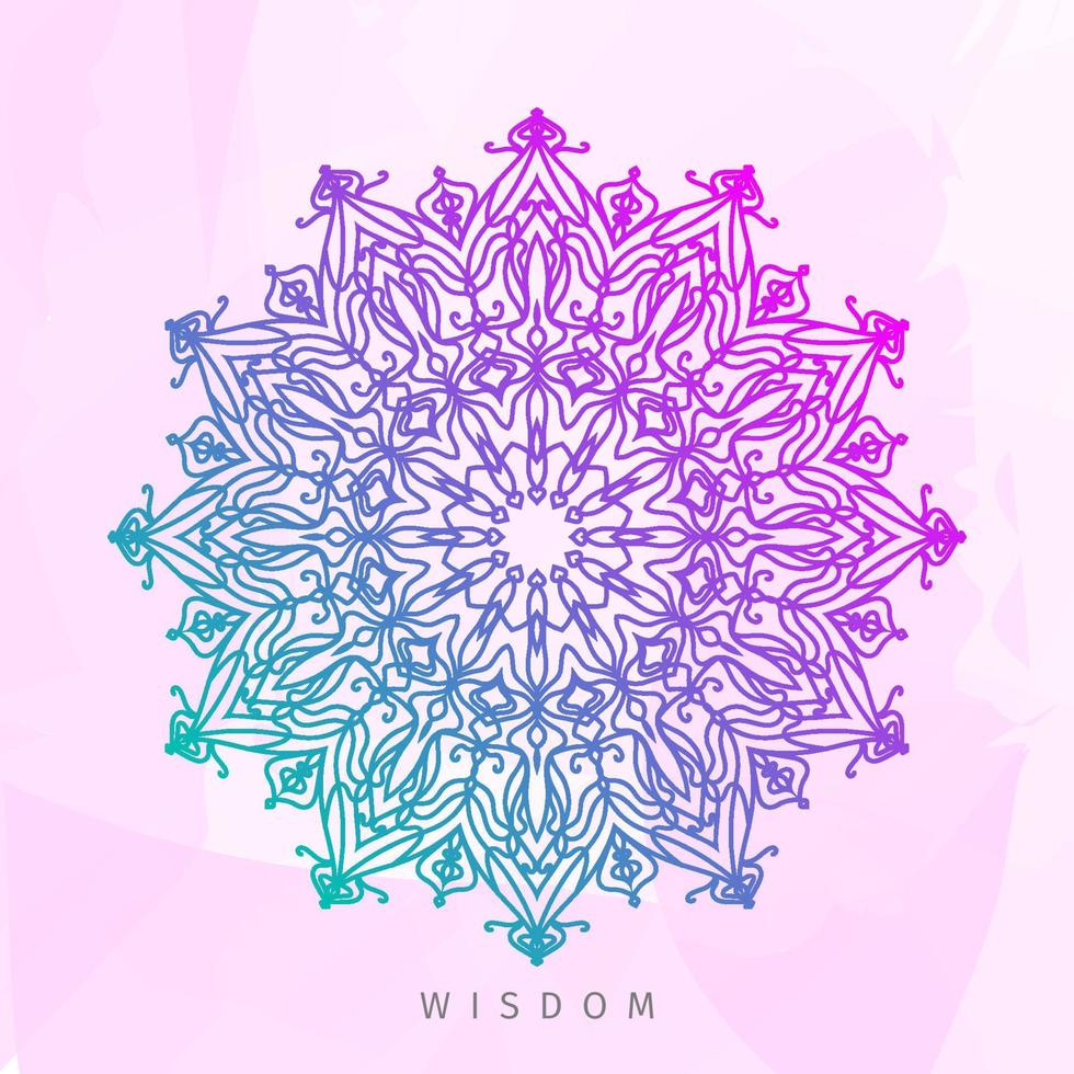 Weisheits-Mandala-Detail rundes Ornament mit weichem Wasserfarbhintergrund vektor