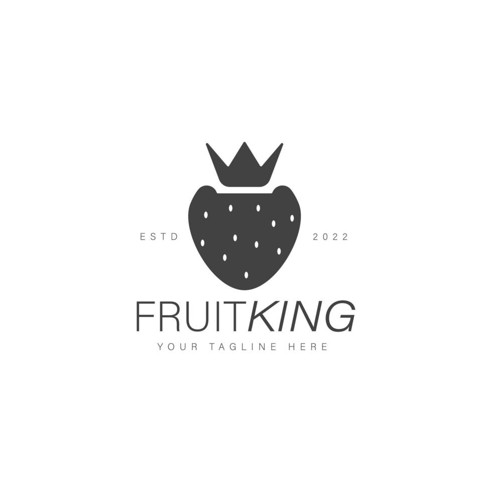 strawberry king logotyp design illustration ikon vektor