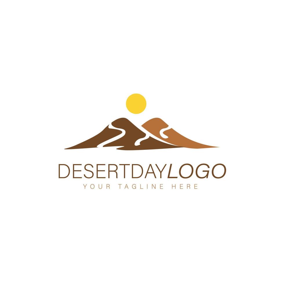 öken hill logotyp design illustration ikon vektor