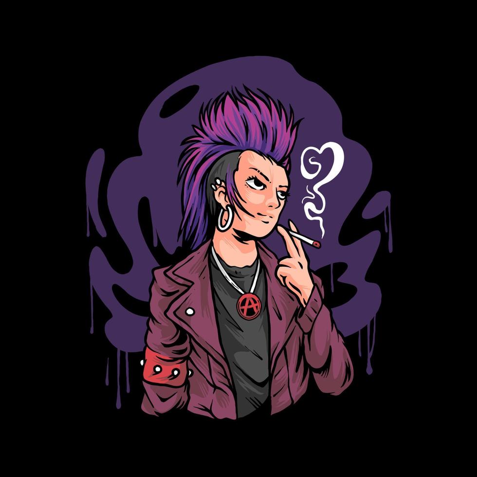 punk gangster tock frauen illustration premium vektor