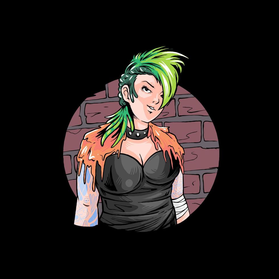 punk gangster tock frauen illustration premium vektor