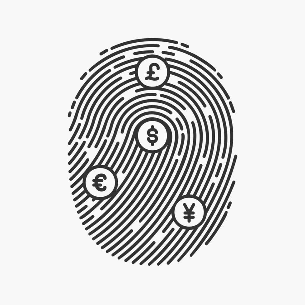 begreppet pengar valuta digital säkerhet, fingeravtryck dna vektor illustration.