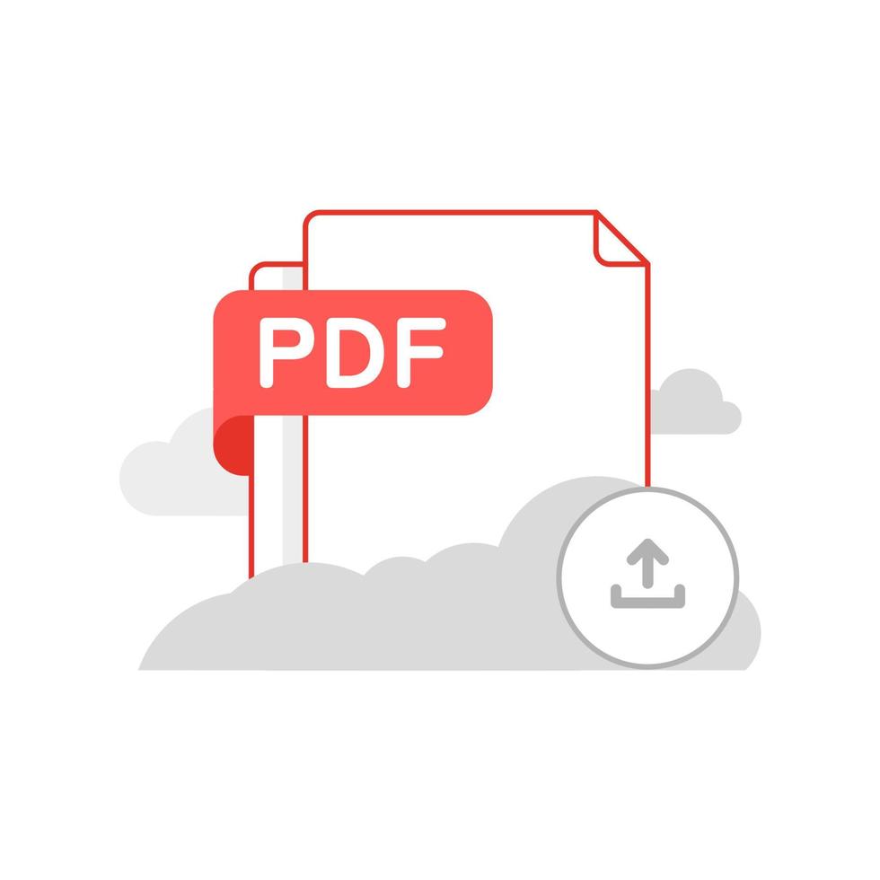 ladda upp dokument med pdf-format fil konceptillustration platt design vektor eps10. modernt grafiskt element för målsida, tomt tillstånd ui, infographic, ikon