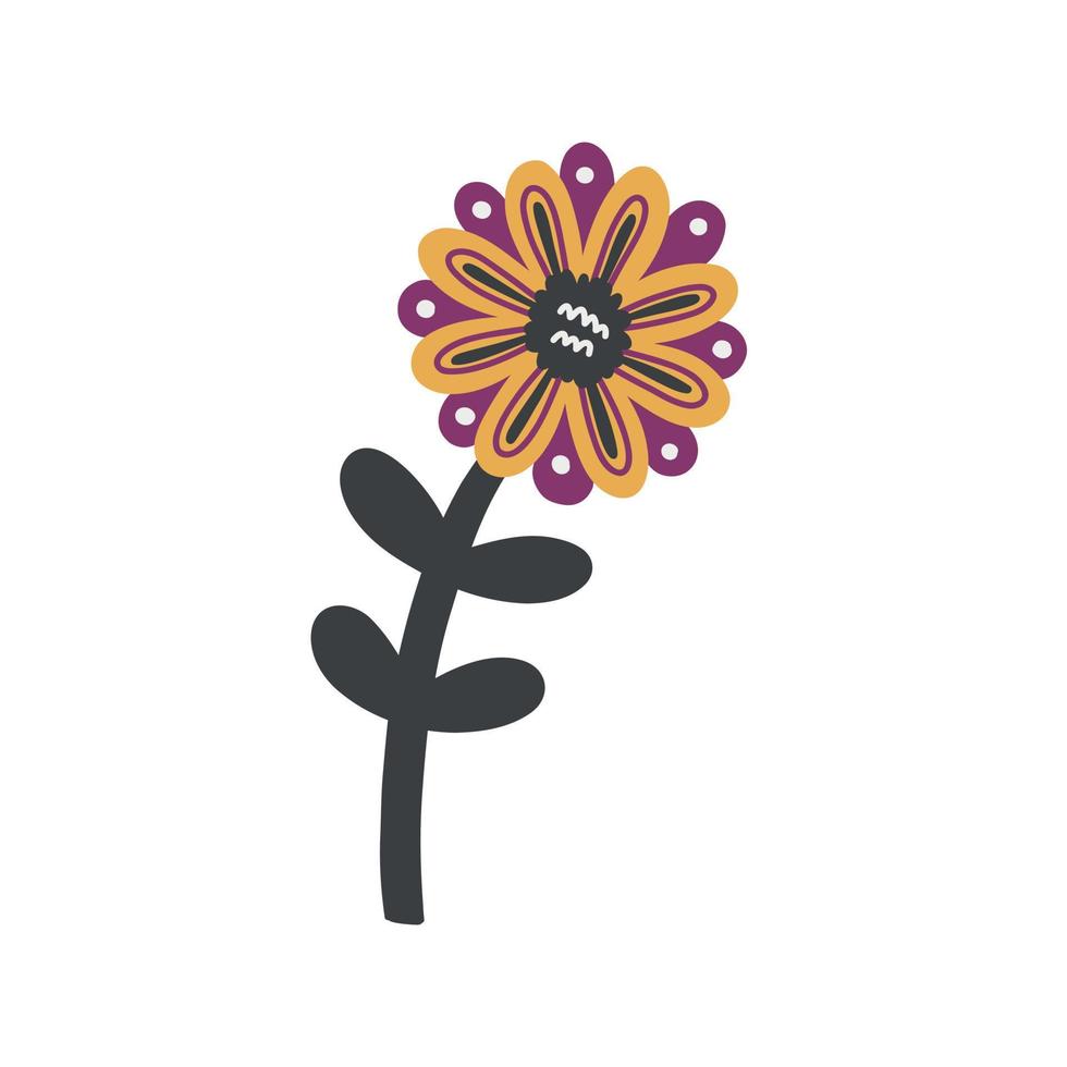 mexikanska färgglada gul lila blomma vektor