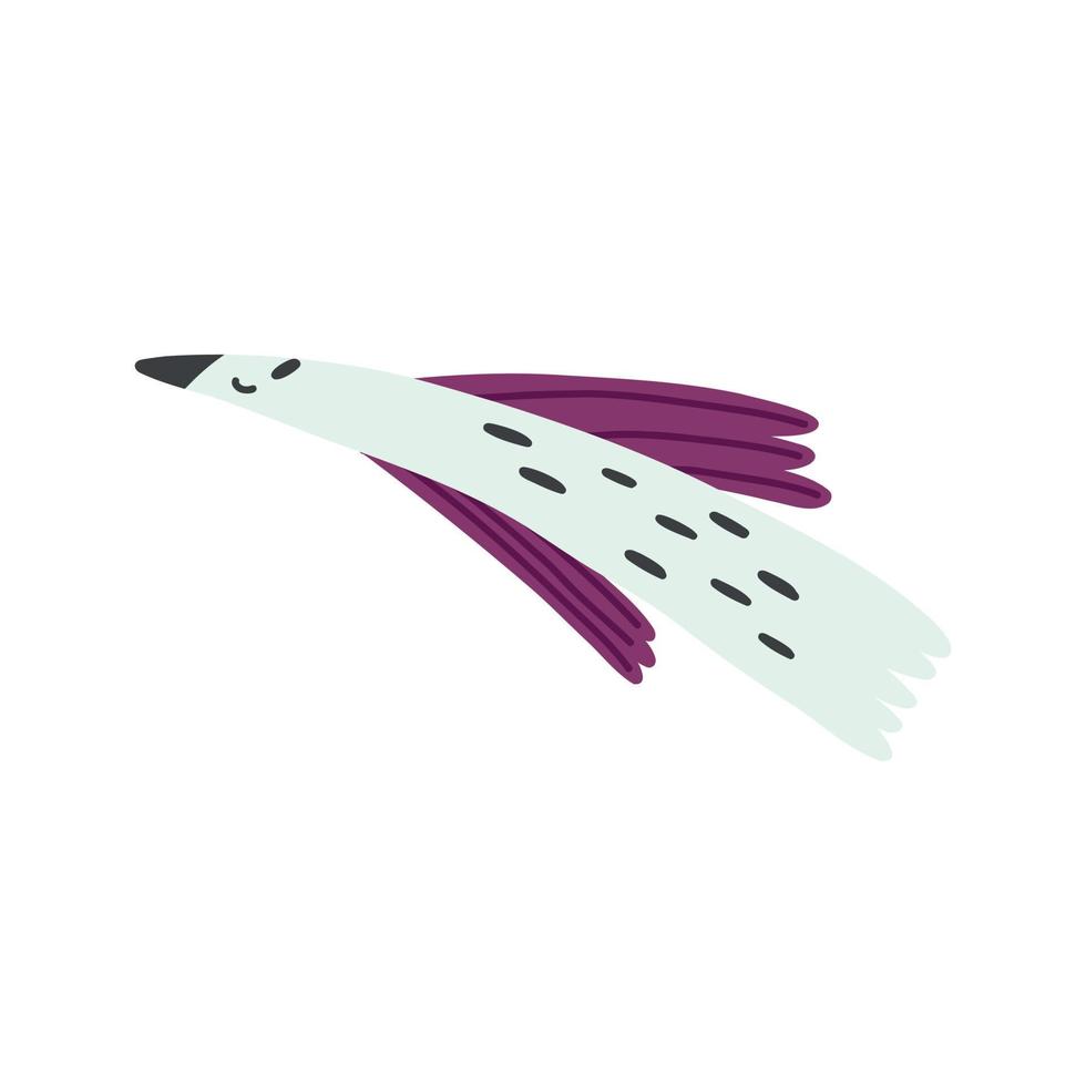 abstrakt karaktär av en söt fågel med lila vingar vektor