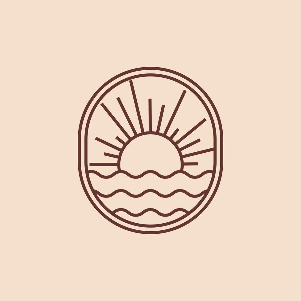 Linie Art Ocean Wave Abzeichen Logo Vektor Symbol Illustration Design