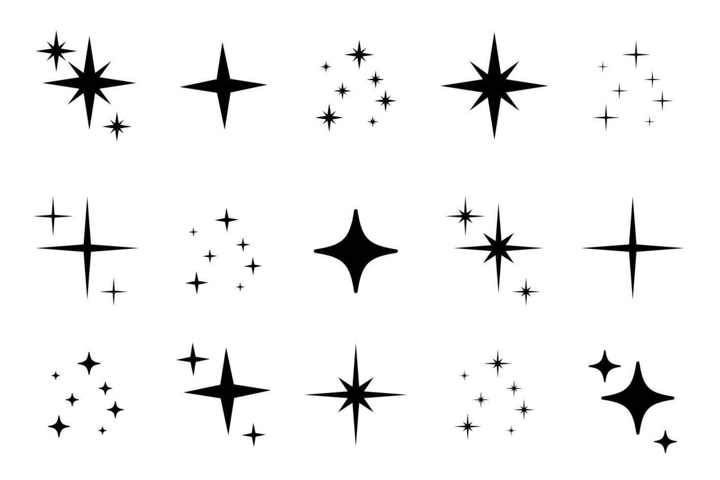 shine sparkle star Ikonuppsättning vektor