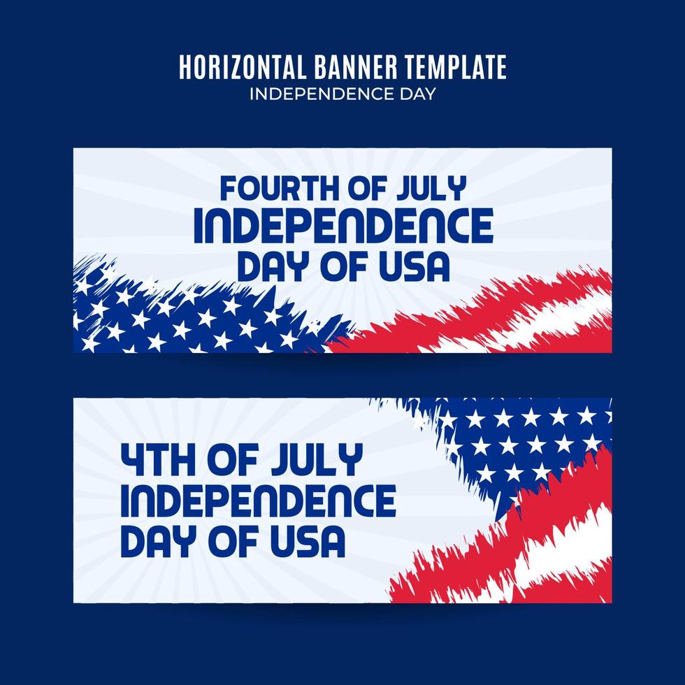 glad 4 juli - självständighetsdagen usa webbbanner för sociala medier horisontell affisch, banderoll, rymdområde och bakgrund vektor