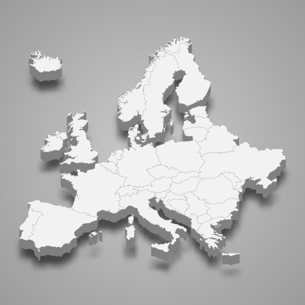 3d-karta över Europa vektor
