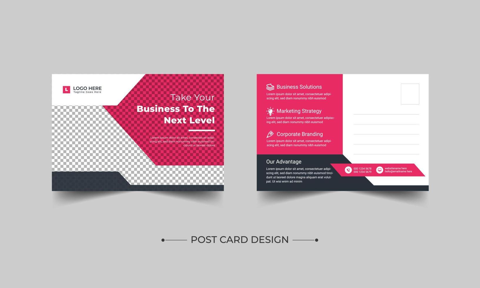 Corporate Professional Business Postkartendesign, Corporate Postkartenvorlagendesign. Veranstaltungskartendesign, EDM-Vorlage für Direktmailings, Einladungsdesign, druckfertiges professionelles Unternehmen vektor