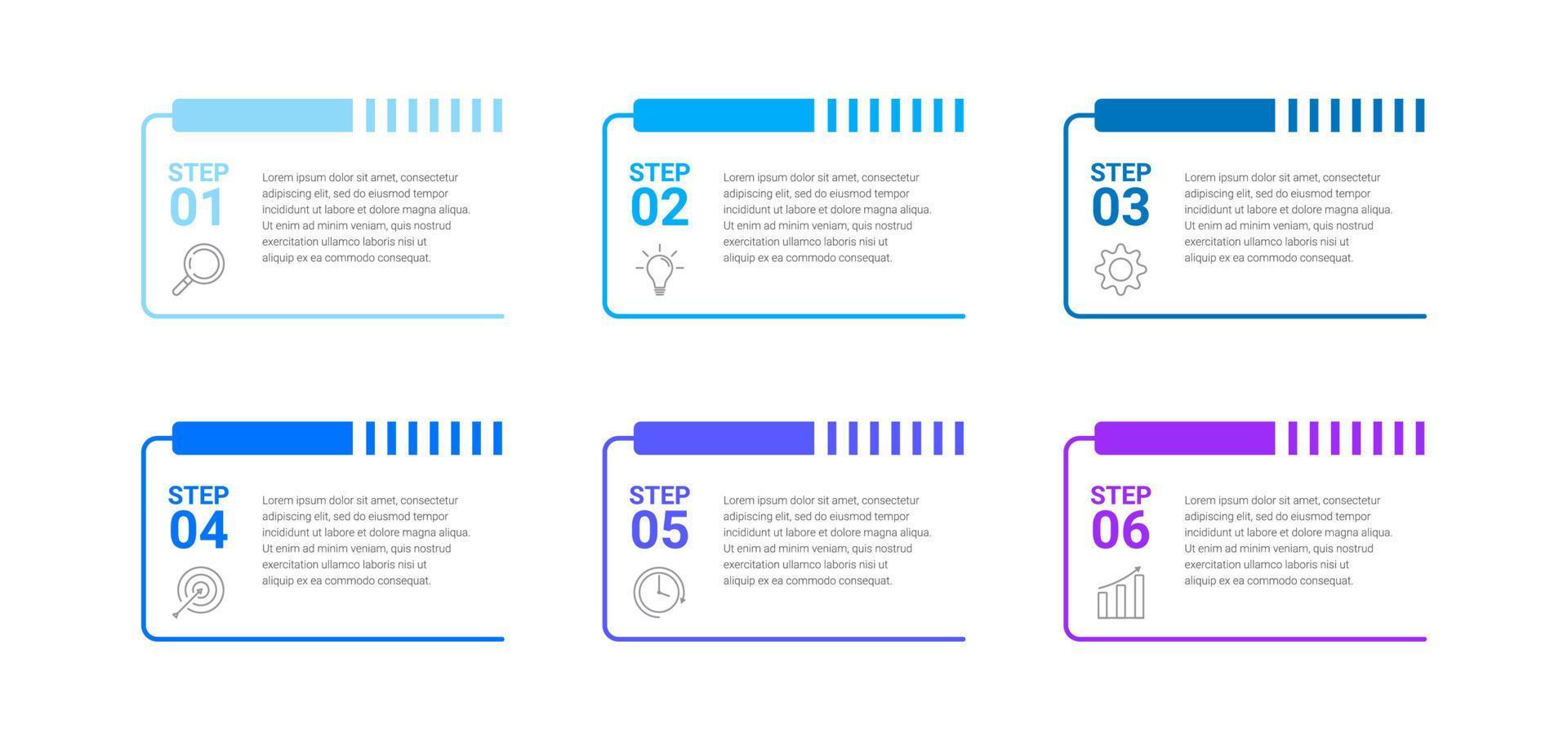 Infografik-Design mit Symbolen und 6 Optionen oder Schritten. Infografiken für Geschäftskonzept vektor