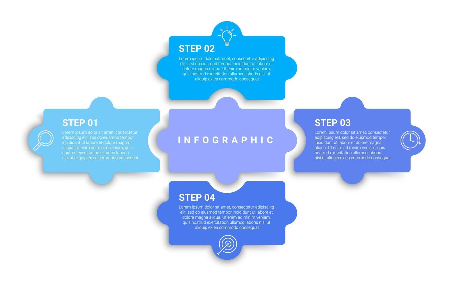 Infografik-Design mit Symbolen und 4 Optionen oder Schritten. Infografiken für Geschäftsprozesse vektor