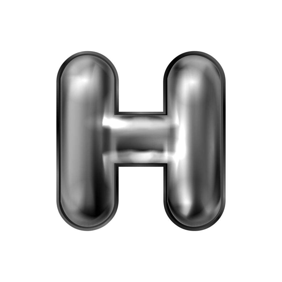 schwarzes Latex aufgeblasenes Alphabetsymbol, isolierter Buchstabe h vektor