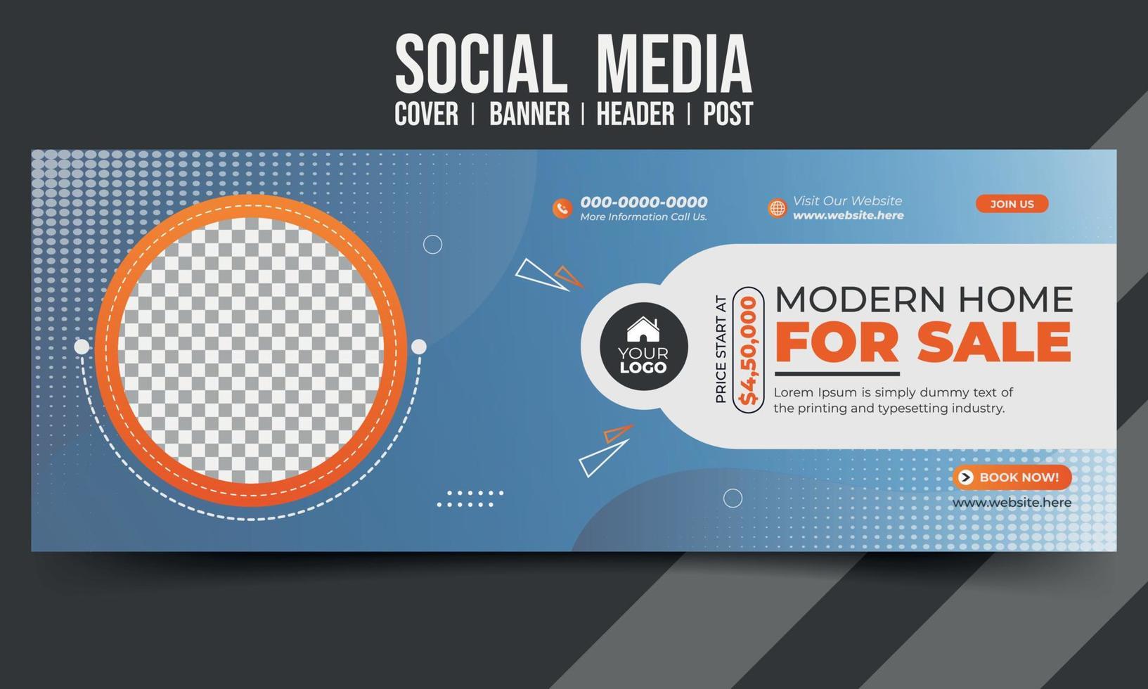 Haus zum Verkauf Geschäft Social Media Cover Banner Header Post Design Vektorvorlage vektor
